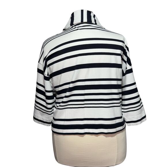 Ruby Rd Women’s XL Striped Zip-Up Jacket Black White Cotton Blend 3/4 Sleeve - Picture 3 of 8